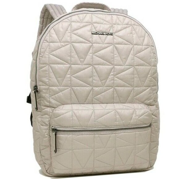 S Michael Kors Winnie Large Nylon Backpack 35T0UW4B7C Aluminum Gray NWT $448 FS - Picture 1 of 7